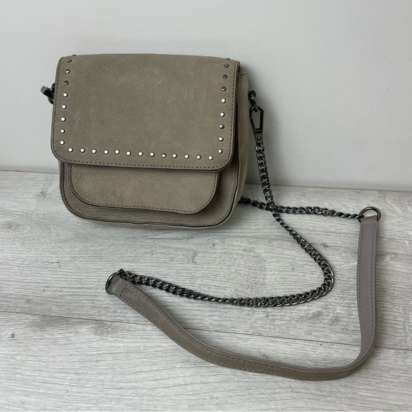 REBECCA MINKOFF Suede Studded Crossbody Bag - gray taupe - Picture 1 of 10
